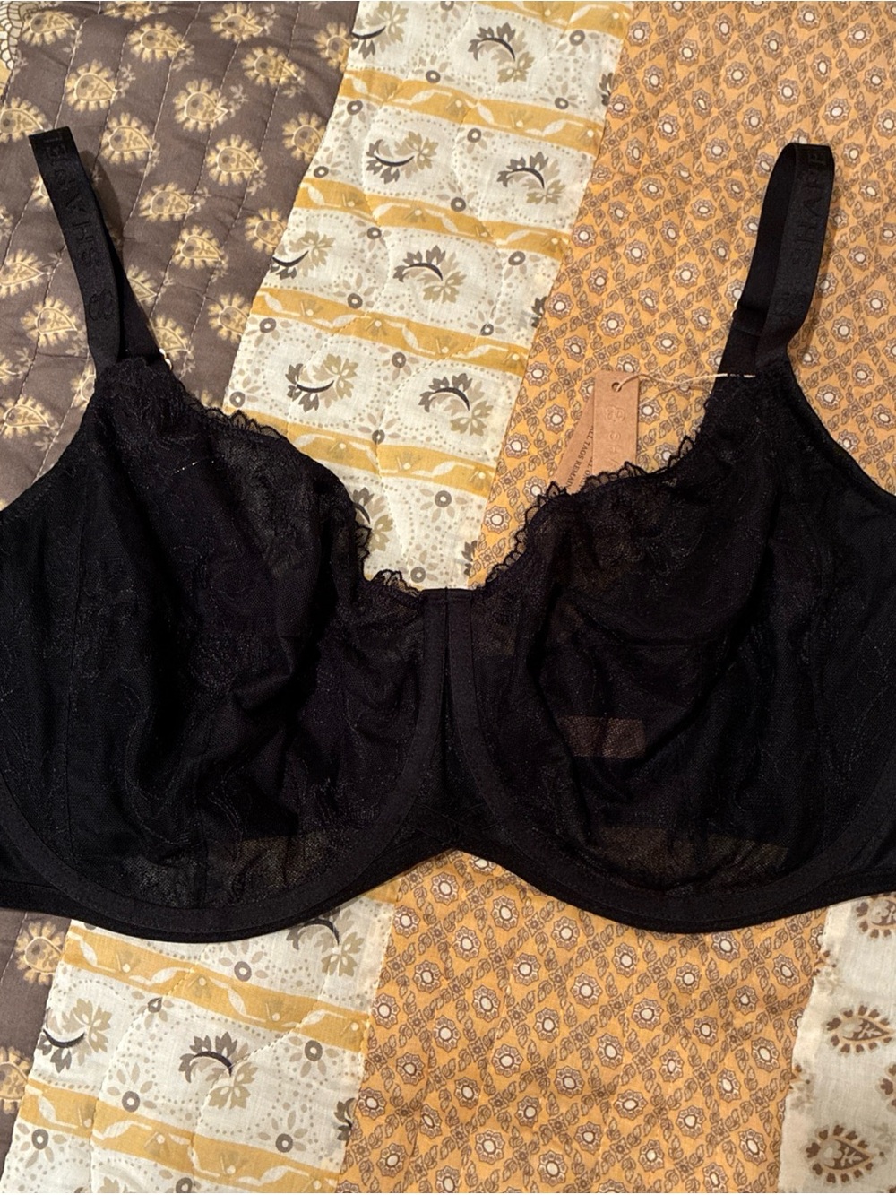 Shapellx Black Lace Underwire Bra 46 DDD Unlined Feminine Shape wear